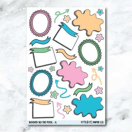 Booked by the Pool Bullet Journal Style Journaling and Planner Stickers - G