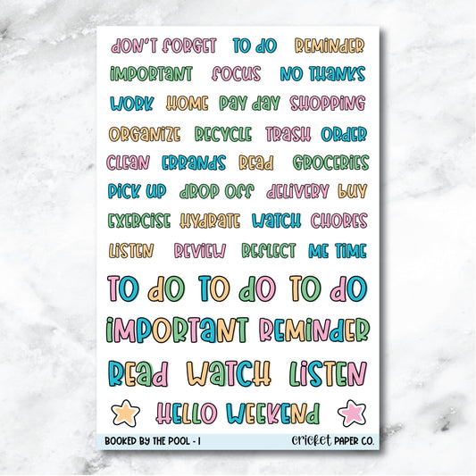 Booked by the Pool Typeface Journaling and Planner Stickers - I