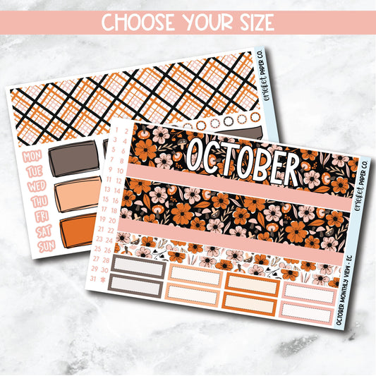 October Monthly View Planner Sticker Kit for 7x9 Planners