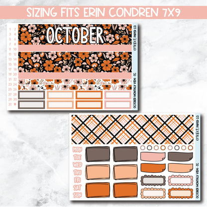 October Monthly View Planner Sticker Kit for 7x9 Planners