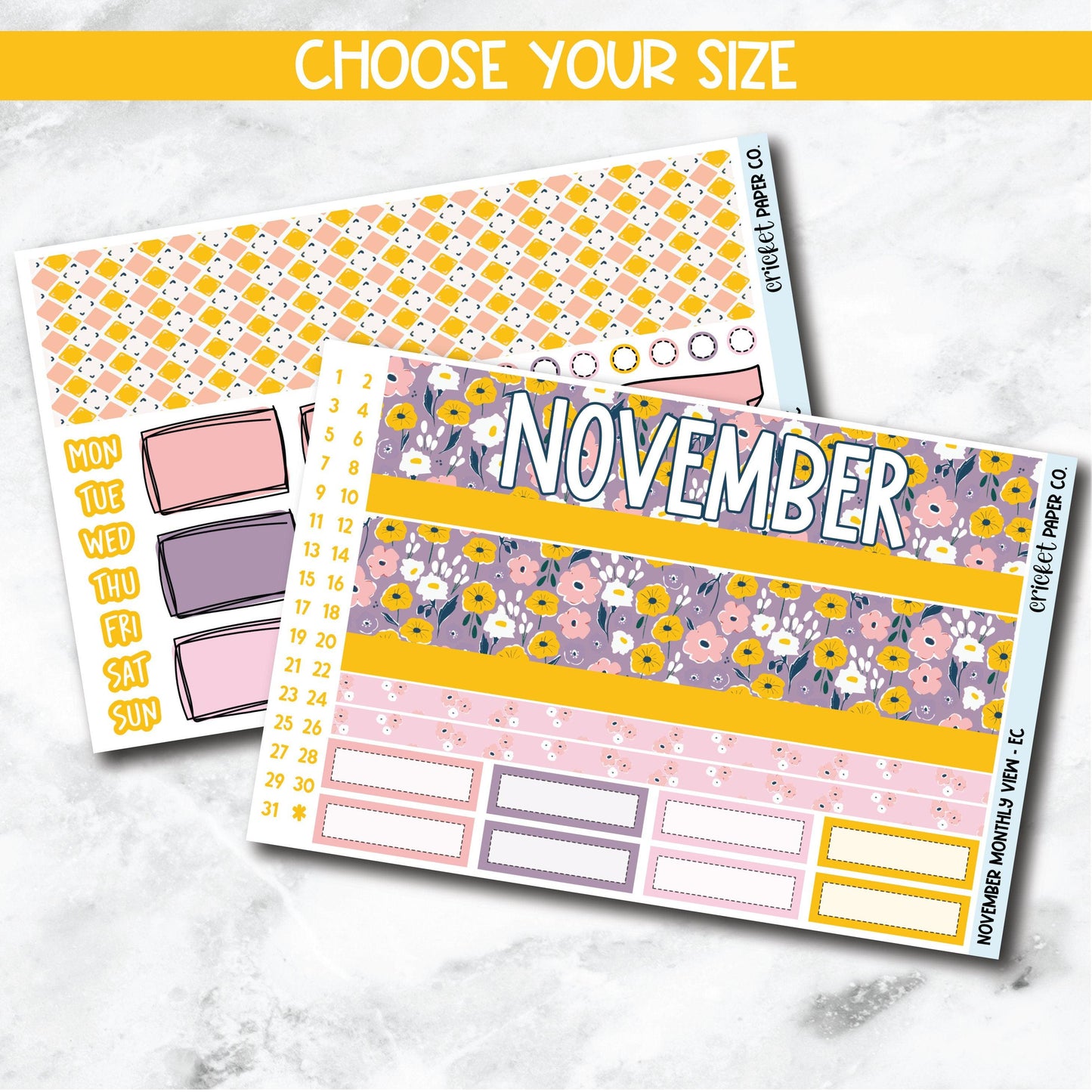 November Monthly View Planner Sticker Kit for 7x9 Planners