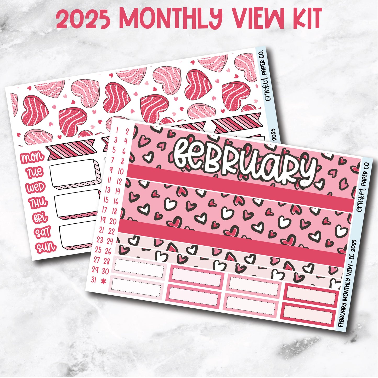 February Monthly View Planner Sticker Kit