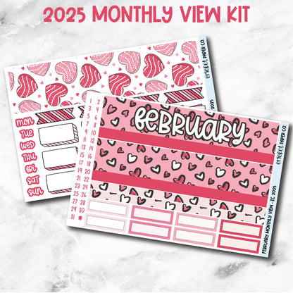 February Monthly View Planner Sticker Kit