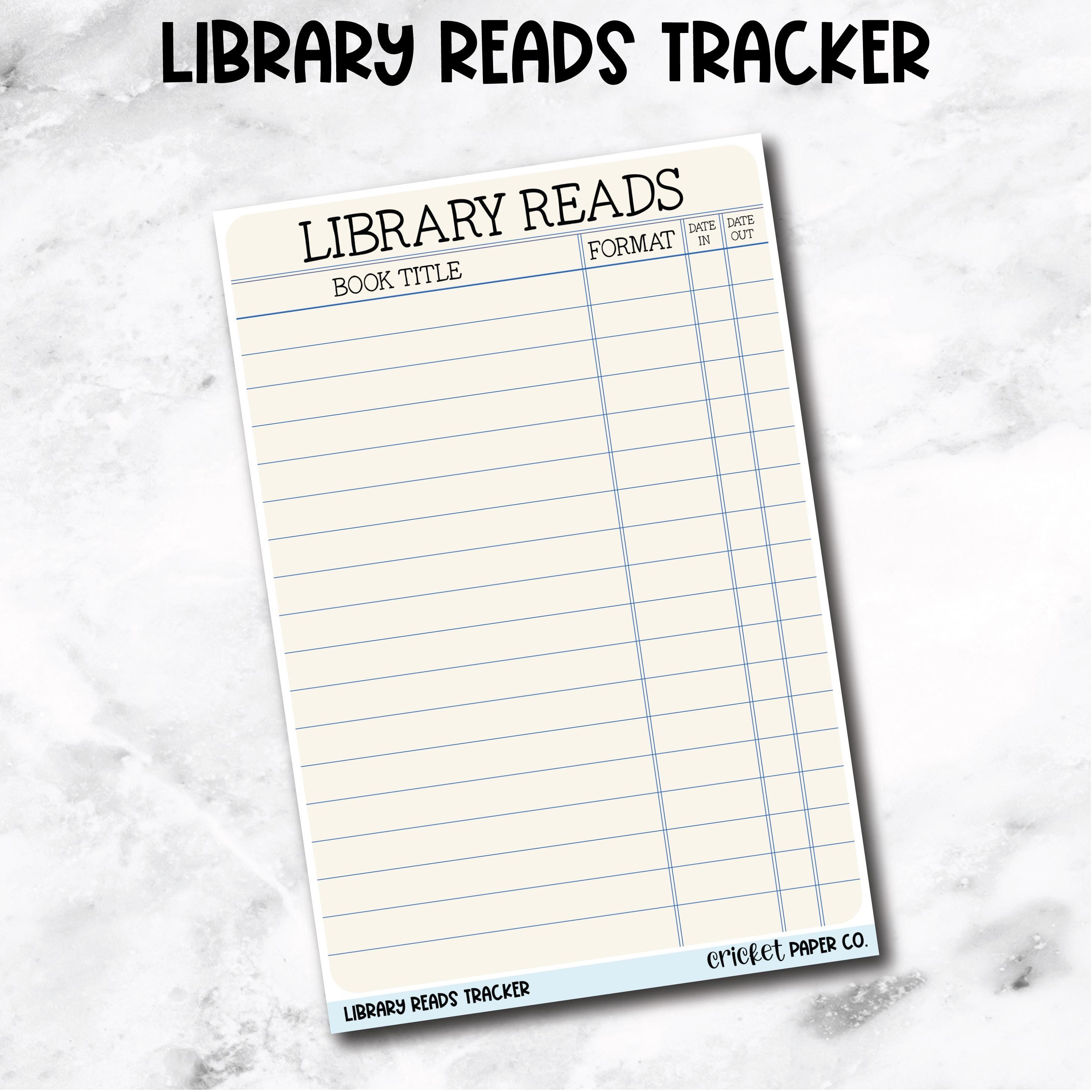 Library Tracker Sticker Library Reads Tracker Book Journal Jumbo Sticker – Cricket Paper Co.