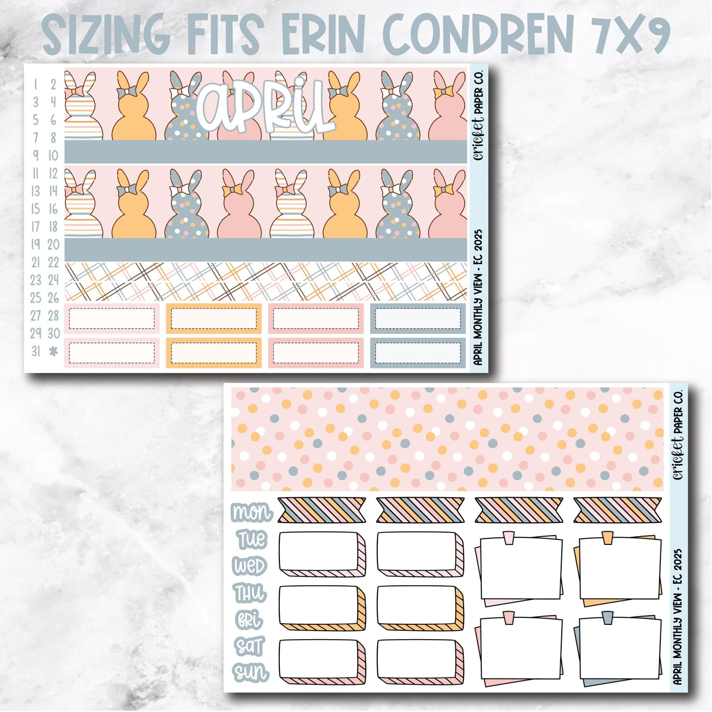 April Monthly View Planner Sticker Kit