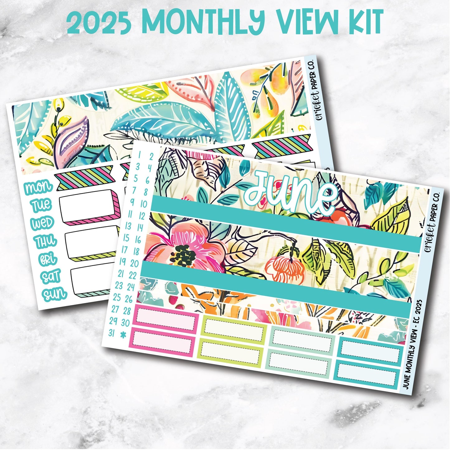 June Monthly View Planner Sticker Kit