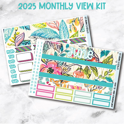 June Monthly View Planner Sticker Kit