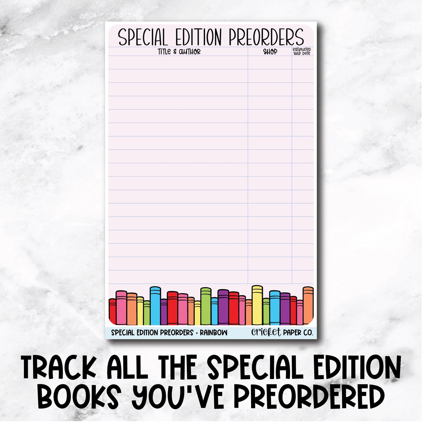 Special Edition Preorder Tracker Book Journal Jumbo Sticker - Rainbow