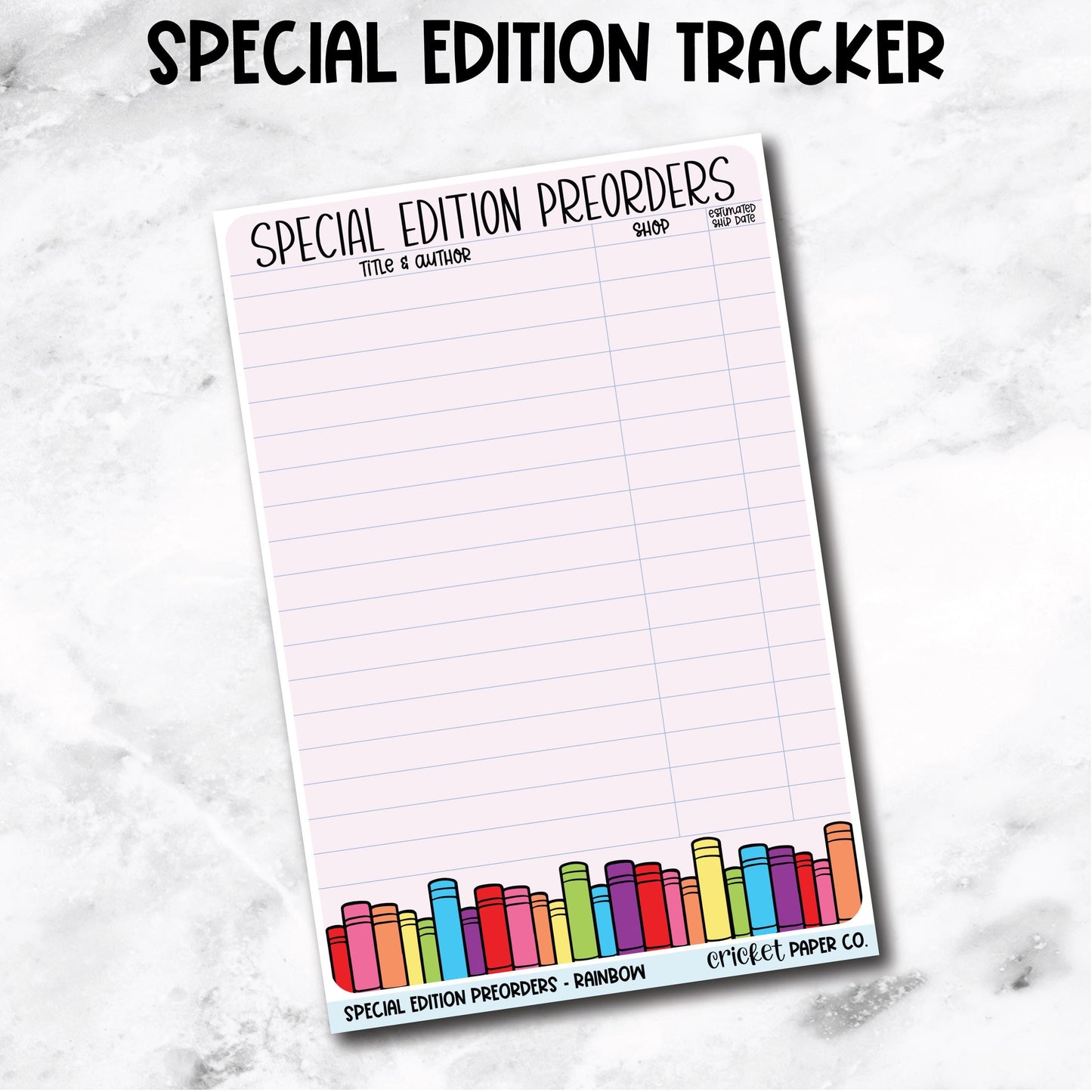 Special Edition Preorder Tracker Book Journal Jumbo Sticker - Rainbow