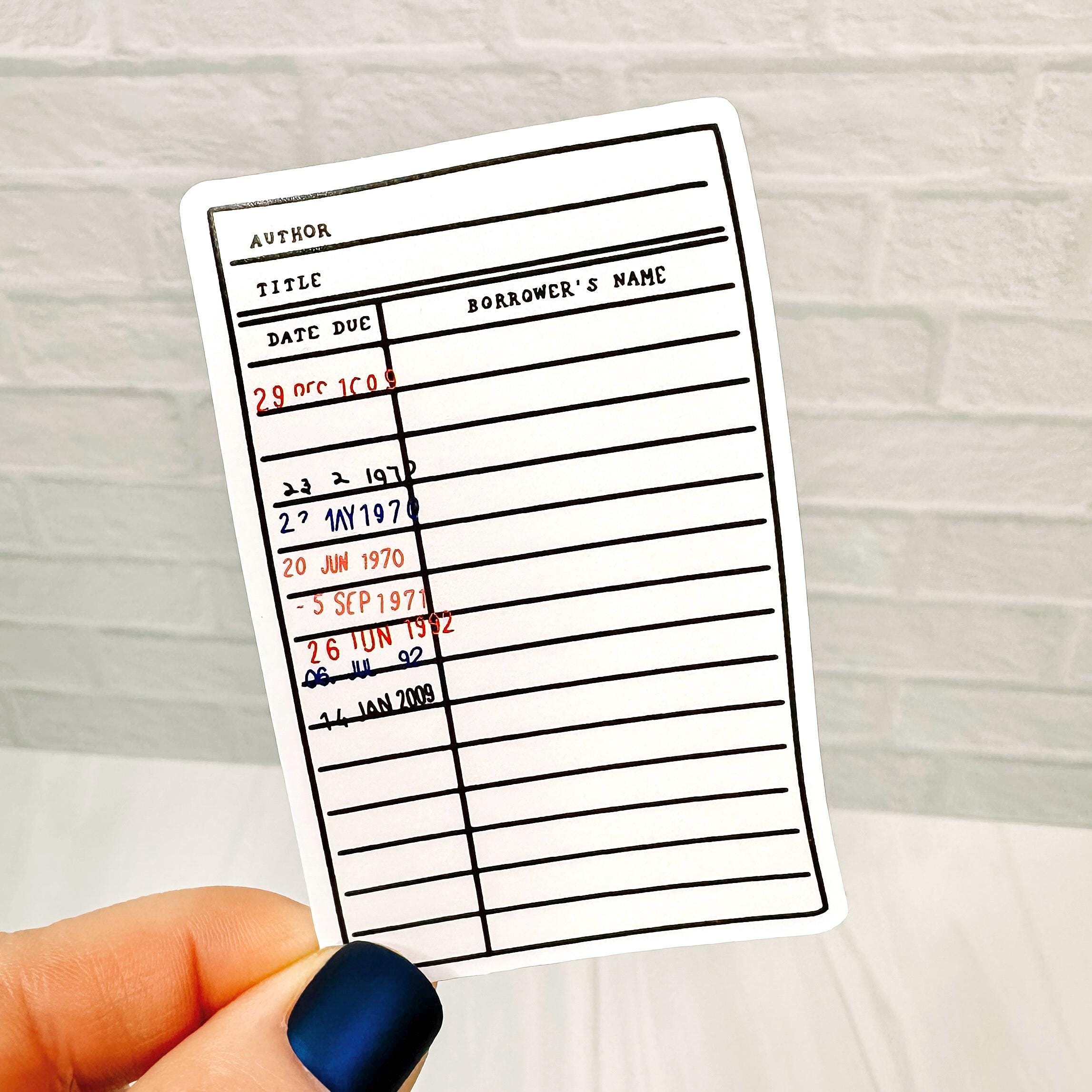 Library Check Out Sticker Library Checkout Card - Bookish Vinyl Sticker DC16 – Cricket Paper Co.