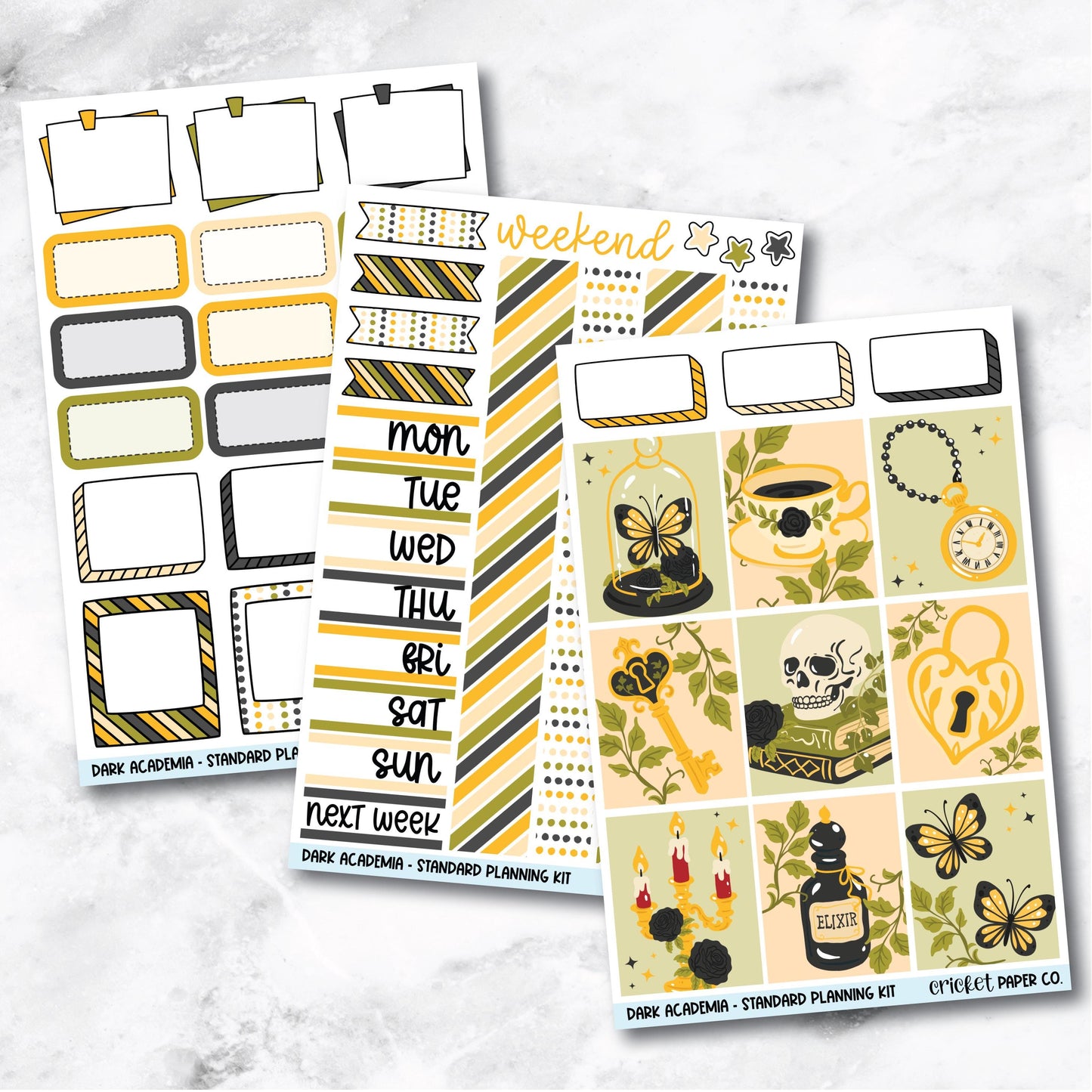 Planner Stickers Standard Mini Kit  - Dark Academia