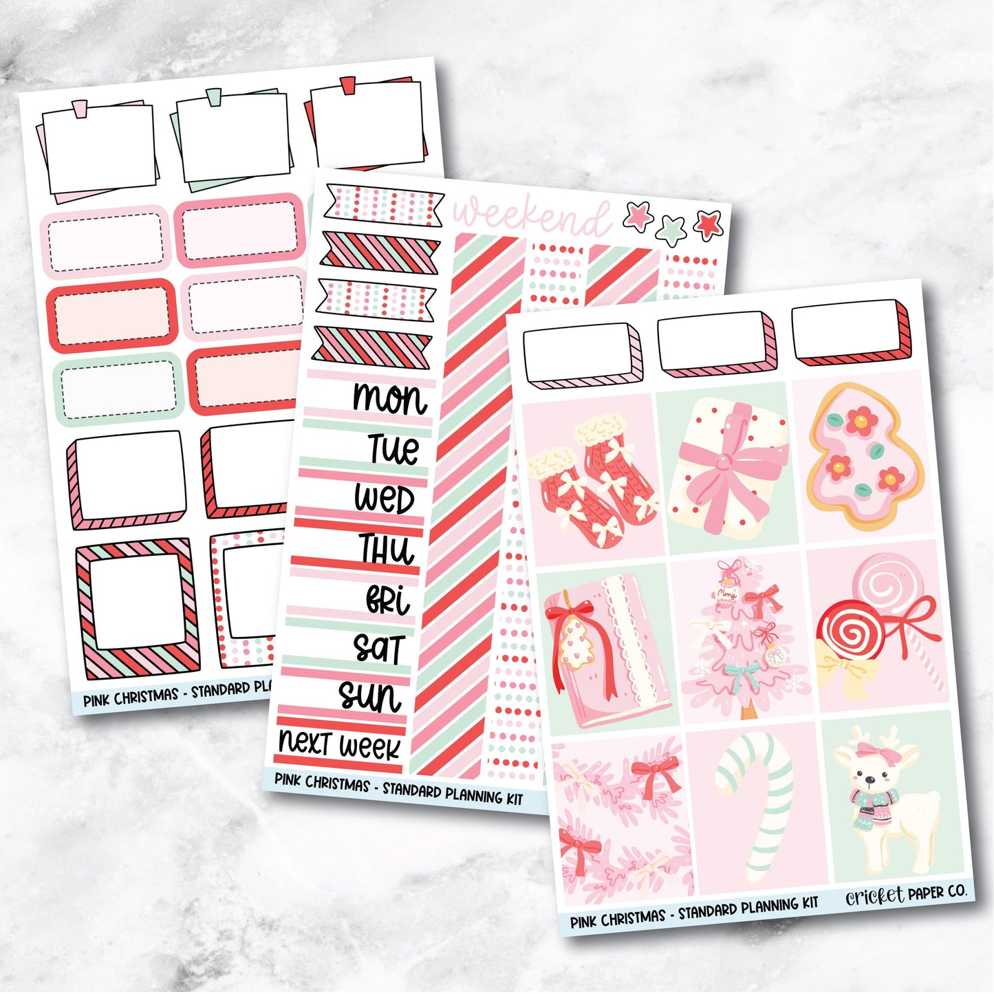 Planner Stickers Standard Mini Kit  - Pink Christmas