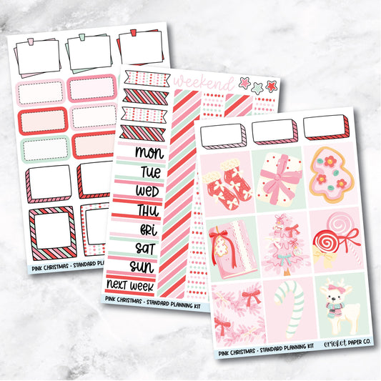 Planner Stickers Standard Mini Kit  - Pink Christmas