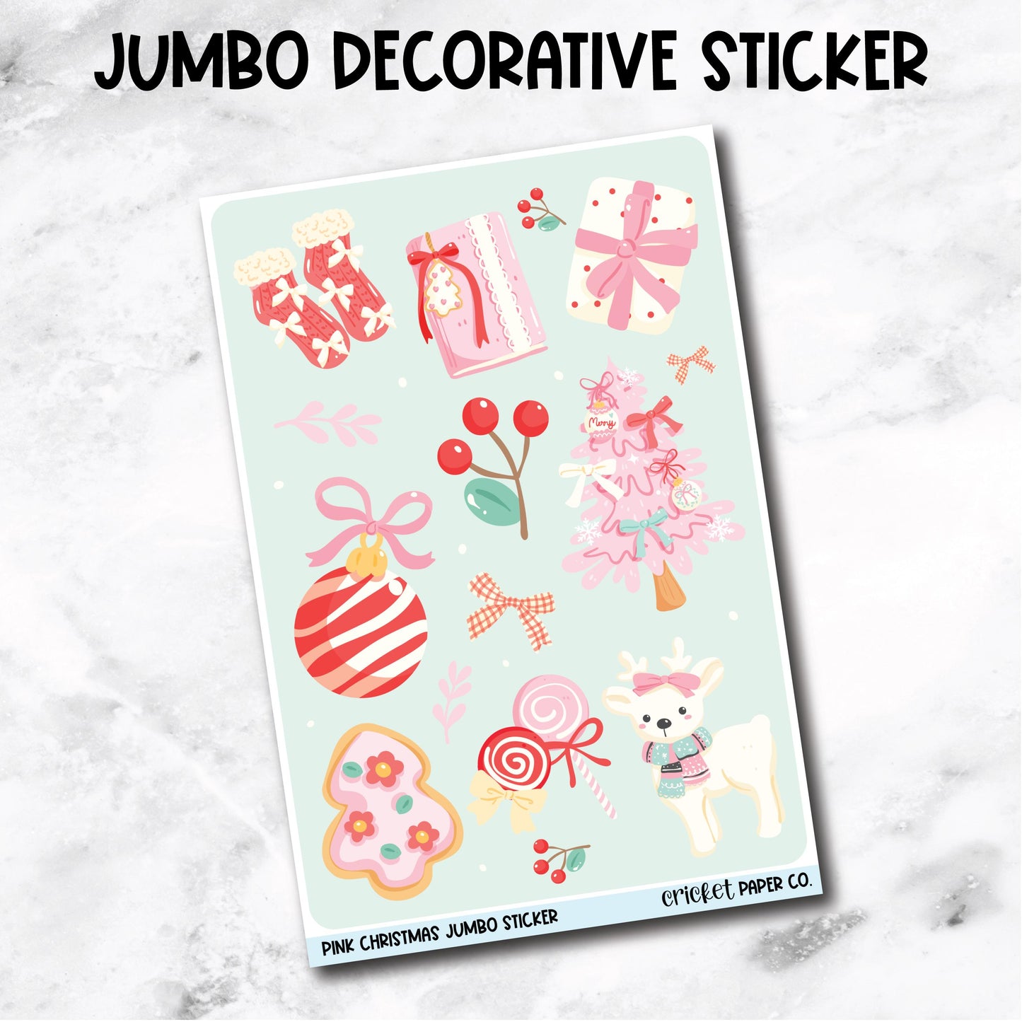 Jumbo Decorative Sticker - Pink Christmas
