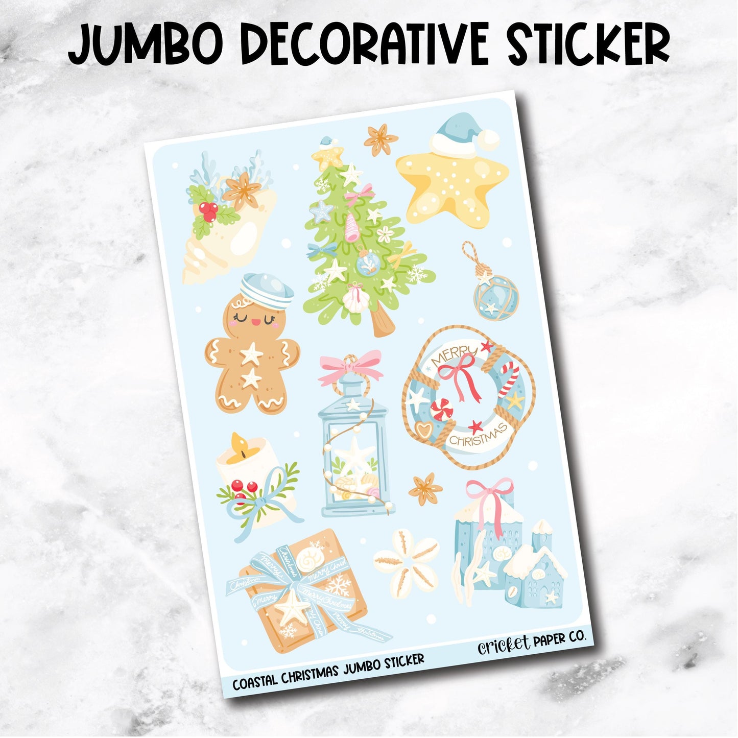 Jumbo Decorative Sticker - Coastal Christmas