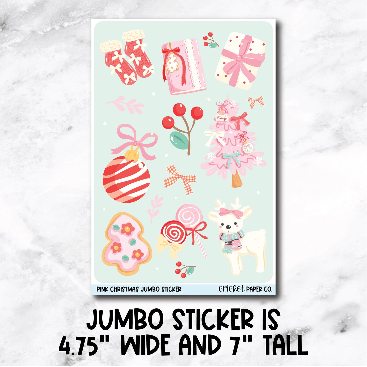 Jumbo Decorative Sticker - Pink Christmas