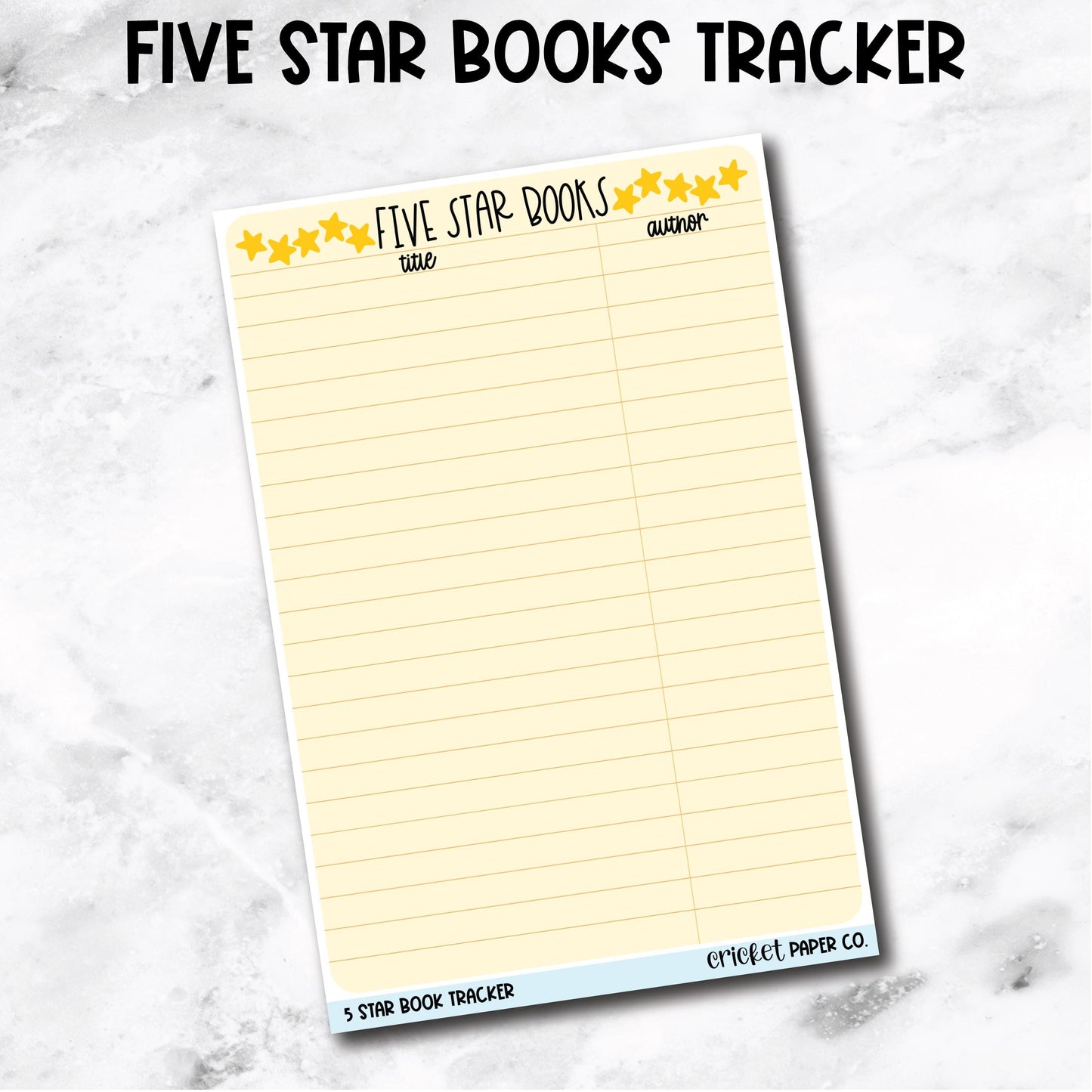 Five Star Books Tracker Book Journal Jumbo Sticker