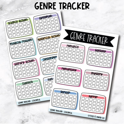 Book Genre Reading Tracker Book Journal Stickers - Colorful