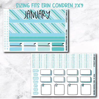 January Monthly View Planner Sticker Kit - 2026
