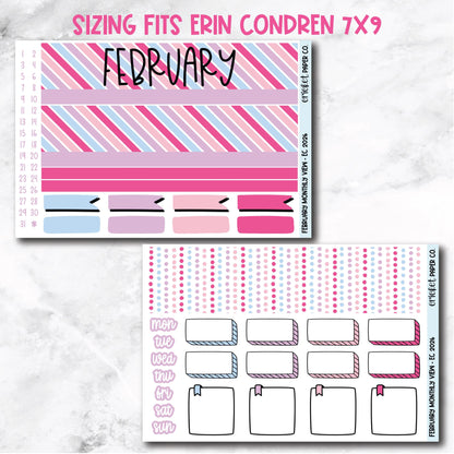 February Monthly View Planner Sticker Kit - 2026
