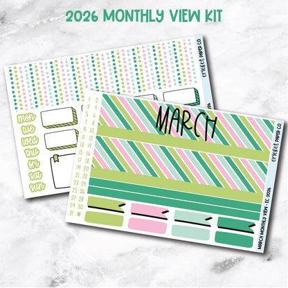 March Monthly View Planner Sticker Kit - 2026