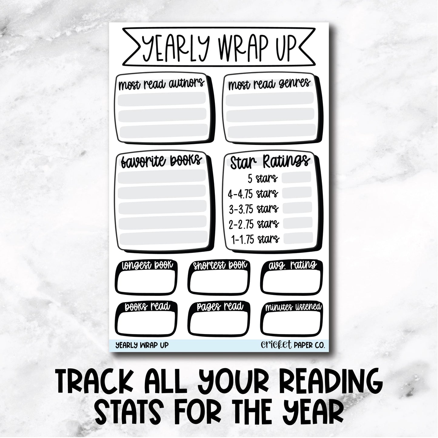 Yearly Reading Wrap Up Book Journal Stickers