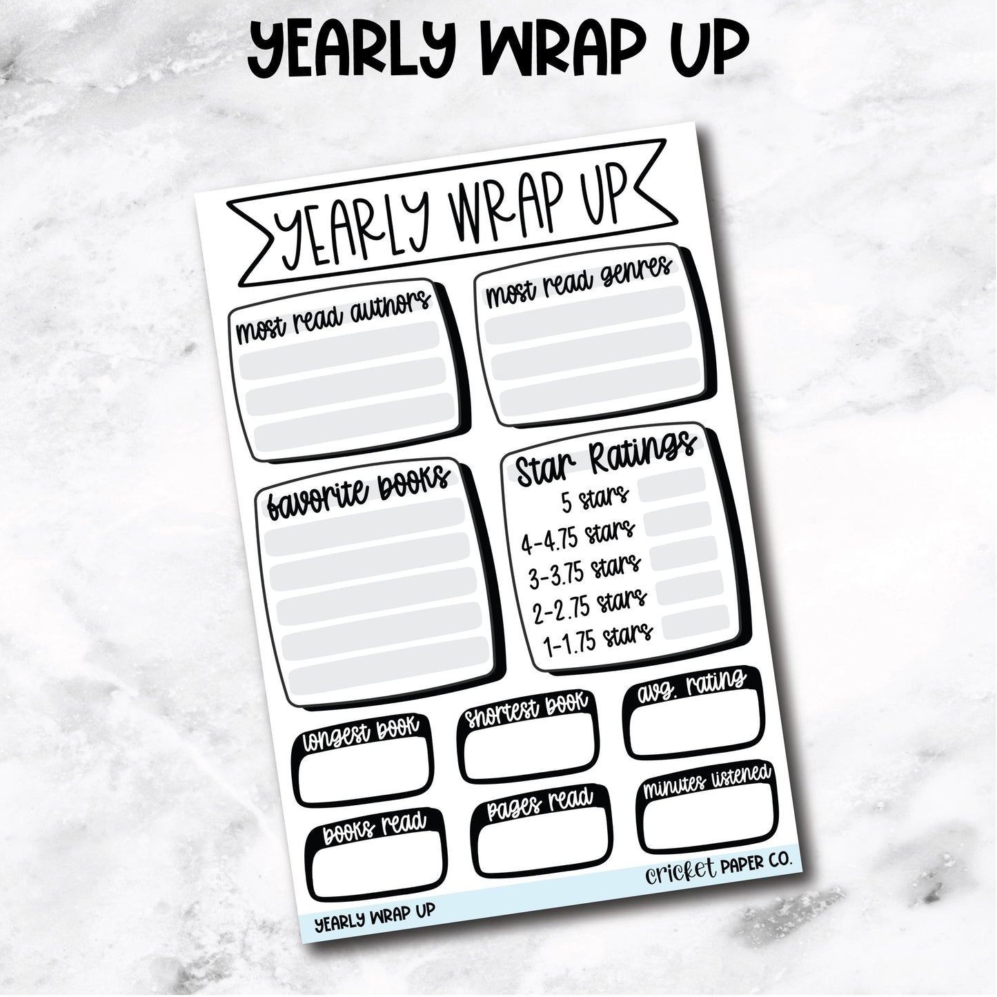 Yearly Reading Wrap Up Book Journal Stickers