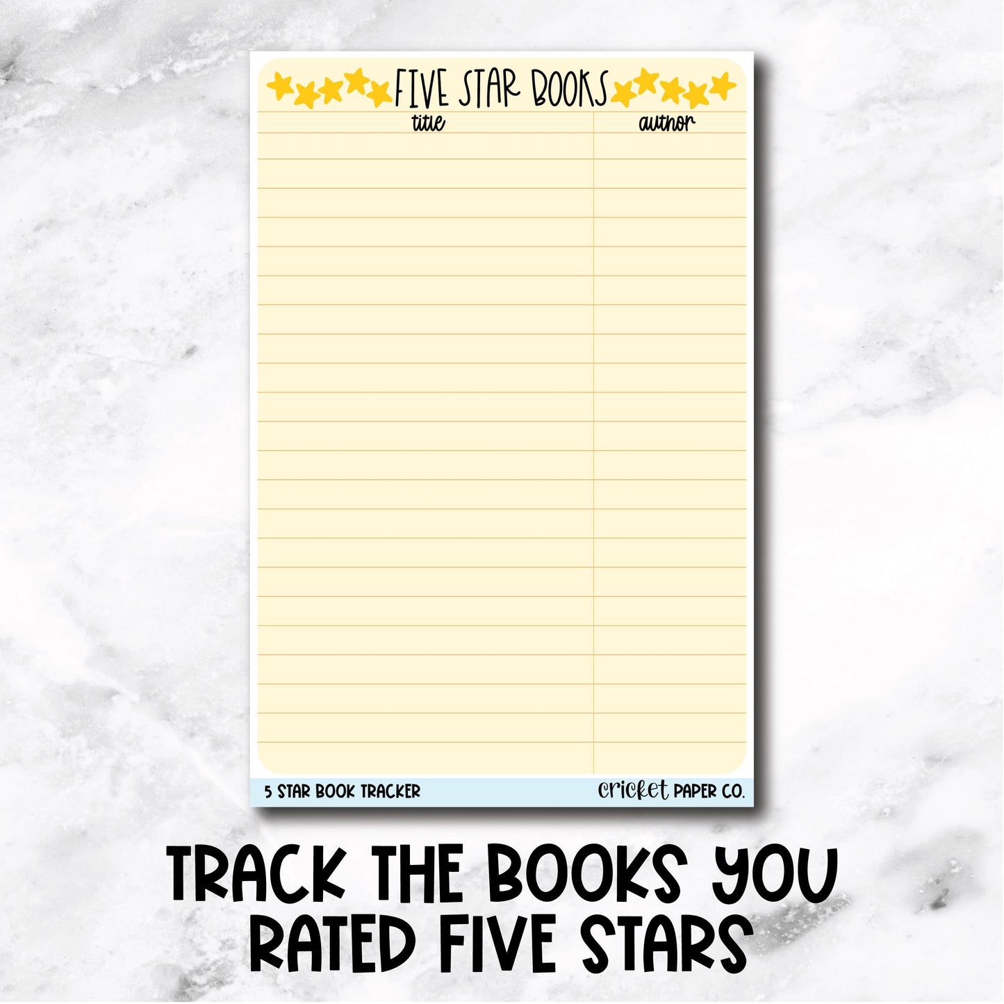 Five Star Books Tracker Book Journal Jumbo Sticker