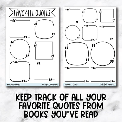Favorite Quotes Book Journal Stickers