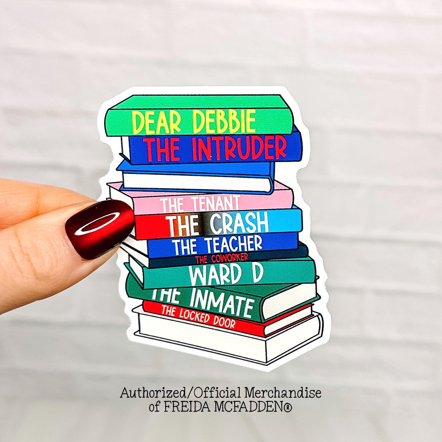 Freida Book Stack Vinyl Sticker - Official Merchandise of Freida McFadden FM06