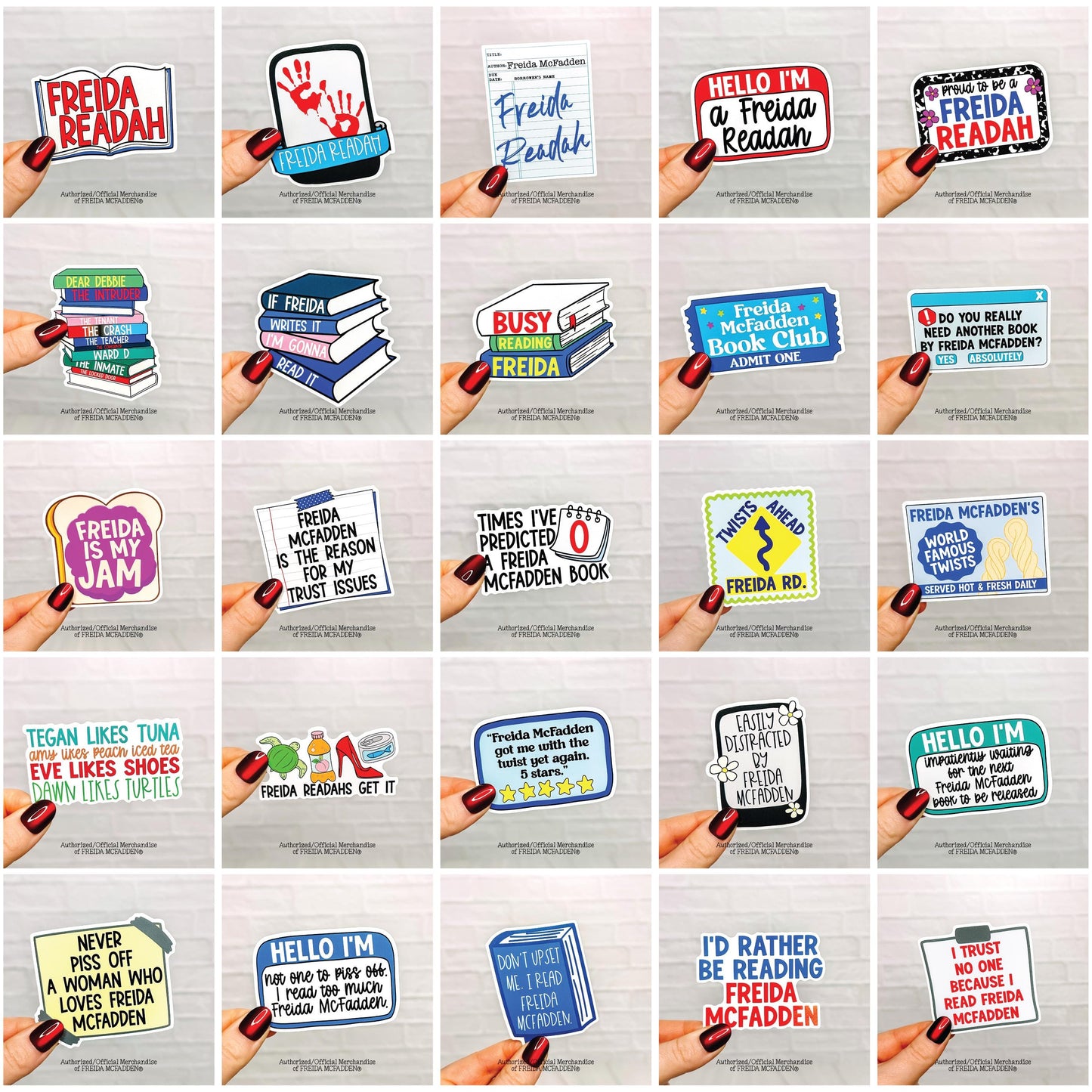 Ultimate Freida McFadden 25 Piece Vinyl Sticker Bundle - Official Merchandise of Freida McFadden