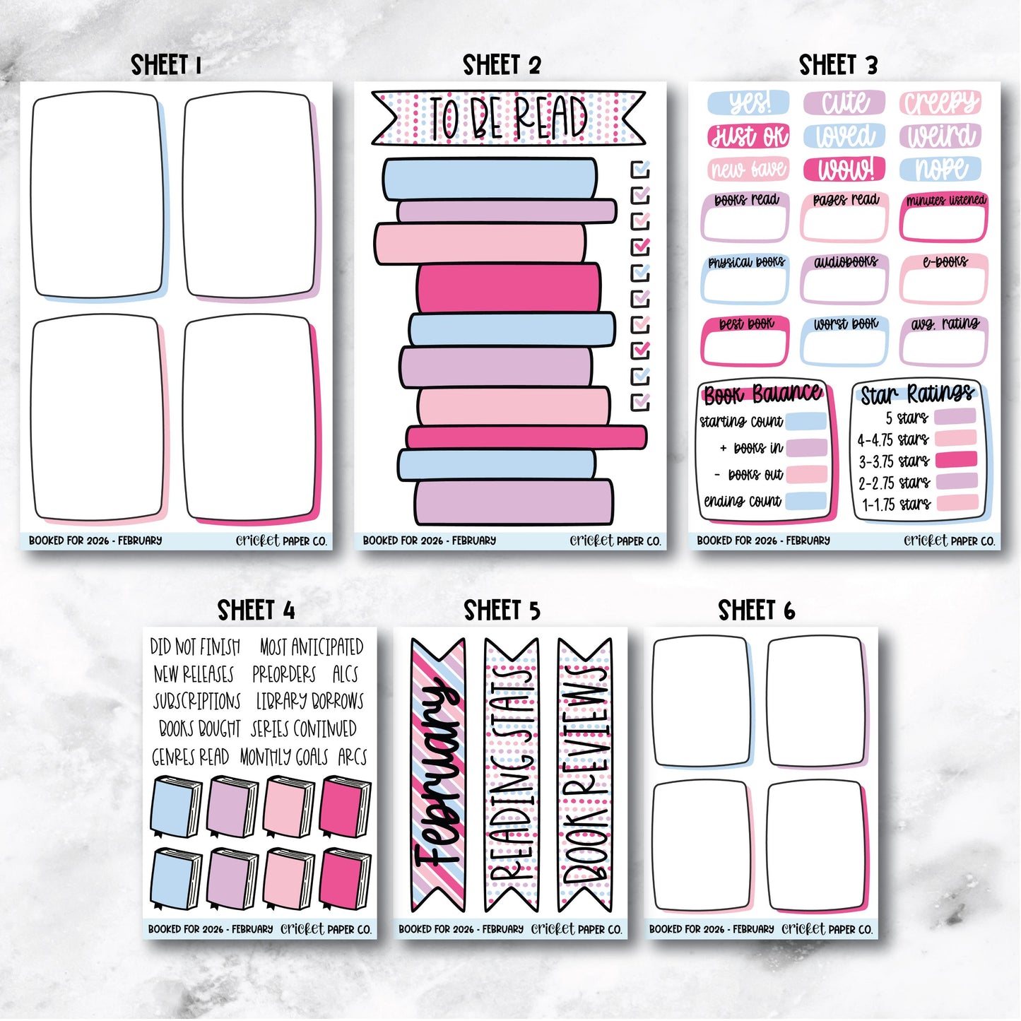 Book and Reading Journal Stickers - February