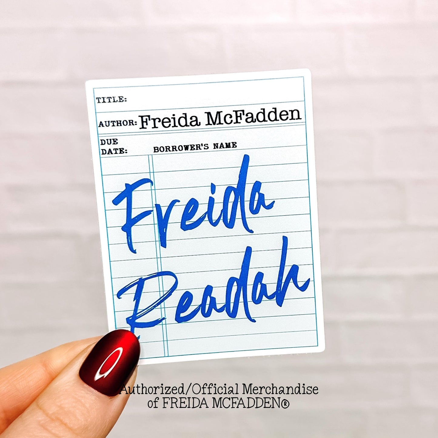 Freida Readah Library Card Vinyl Sticker - Official Merchandise of Freida McFadden FM03