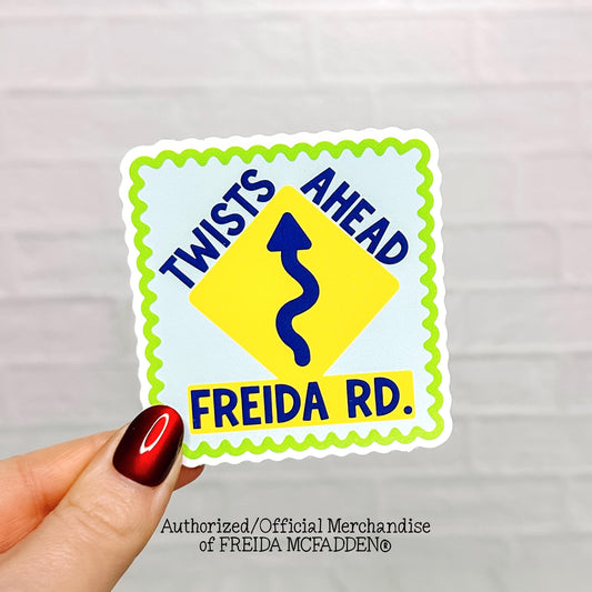 Twists Ahead Road Sign Vinyl Sticker - Official Merchandise of Freida McFadden FM14