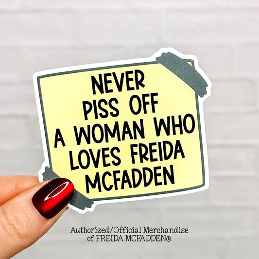 Never P.O. A Woman Who Reads Freida Vinyl Sticker - Official Merchandise of Freida McFadden FM21