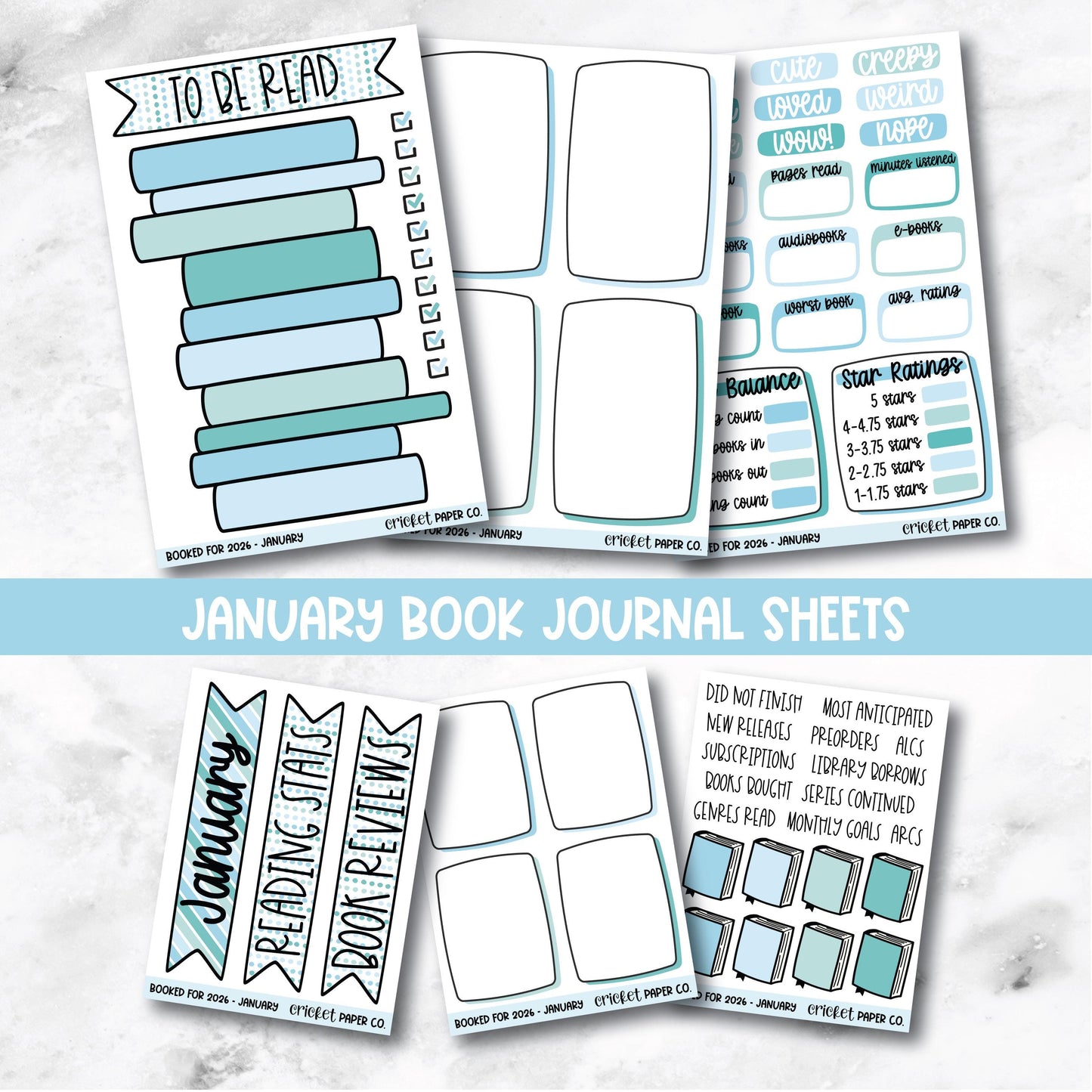 Book and Reading Journal Stickers - January