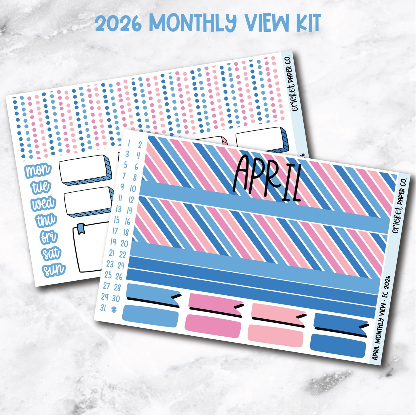 April Monthly View Planner Sticker Kit - 2026