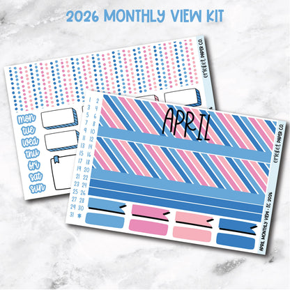 April Monthly View Planner Sticker Kit - 2026