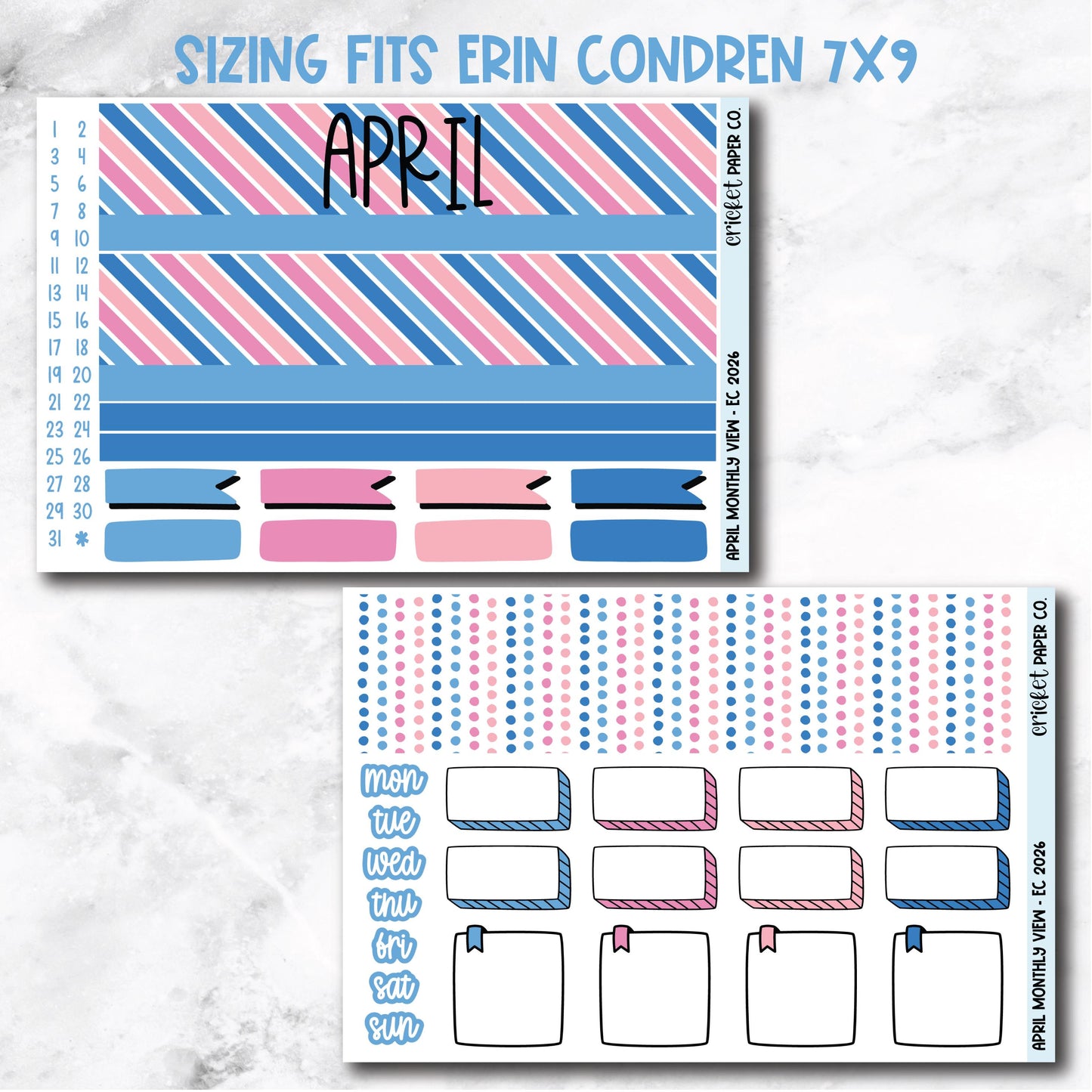 April Monthly View Planner Sticker Kit - 2026