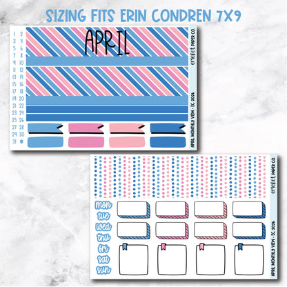 April Monthly View Planner Sticker Kit - 2026
