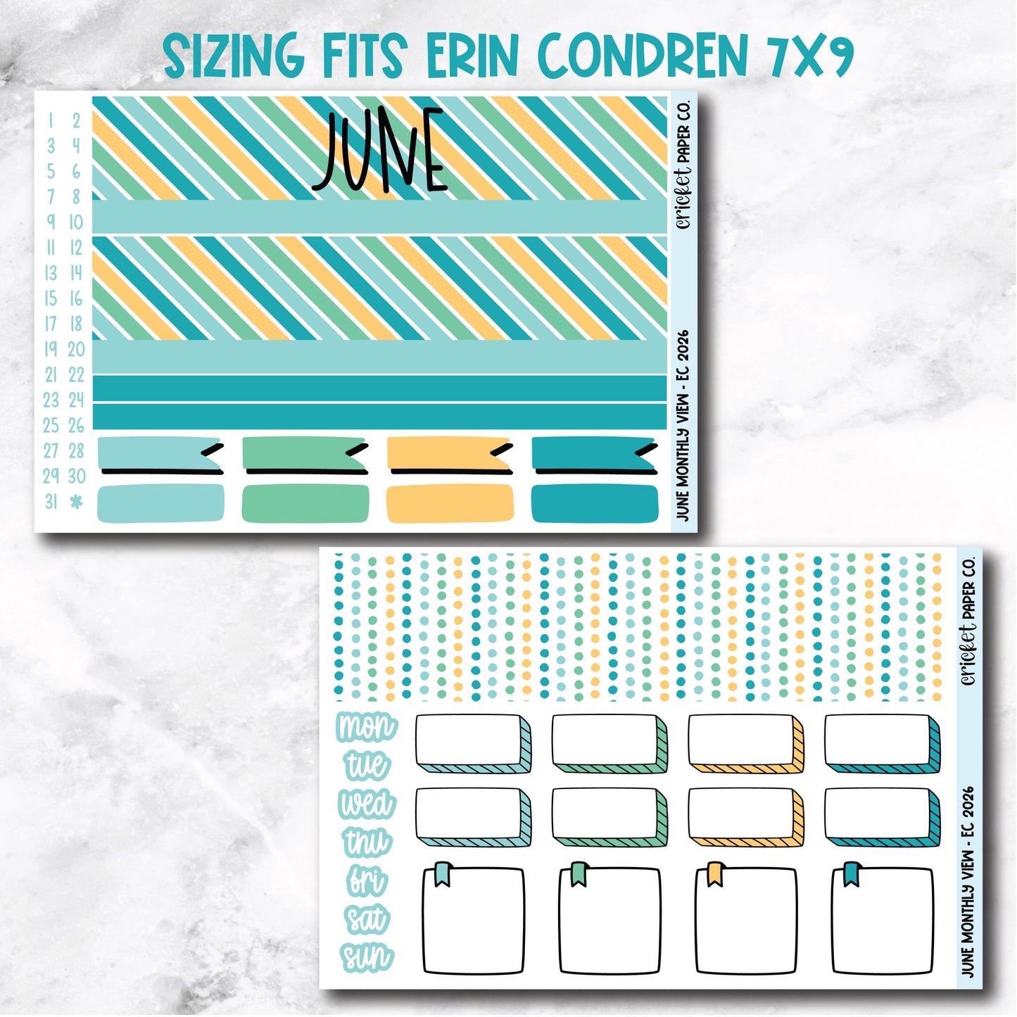 June Monthly View Planner Sticker Kit - 2026