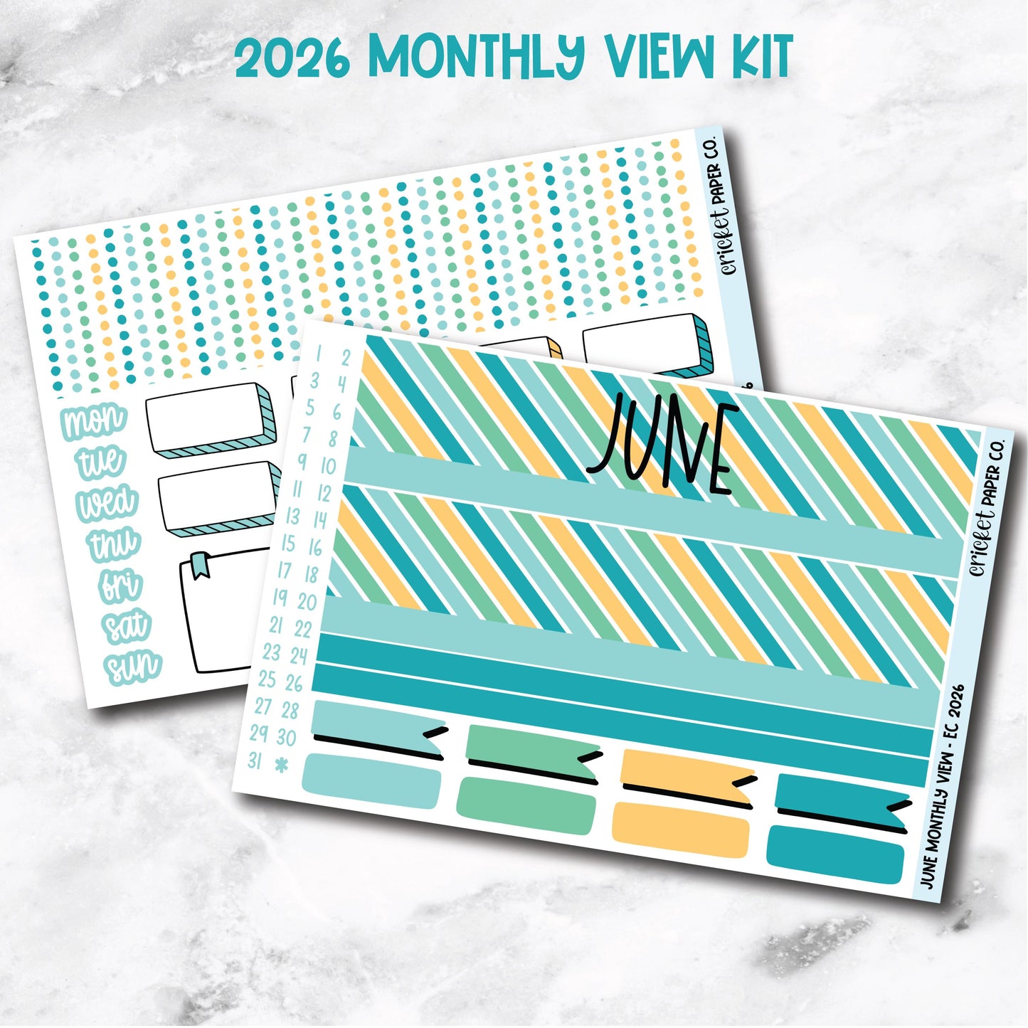 June Monthly View Planner Sticker Kit - 2026