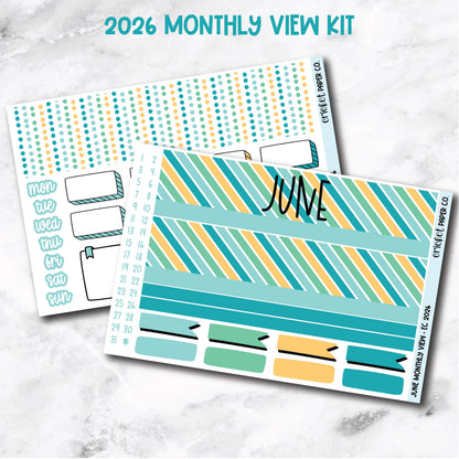 June Monthly View Planner Sticker Kit - 2026