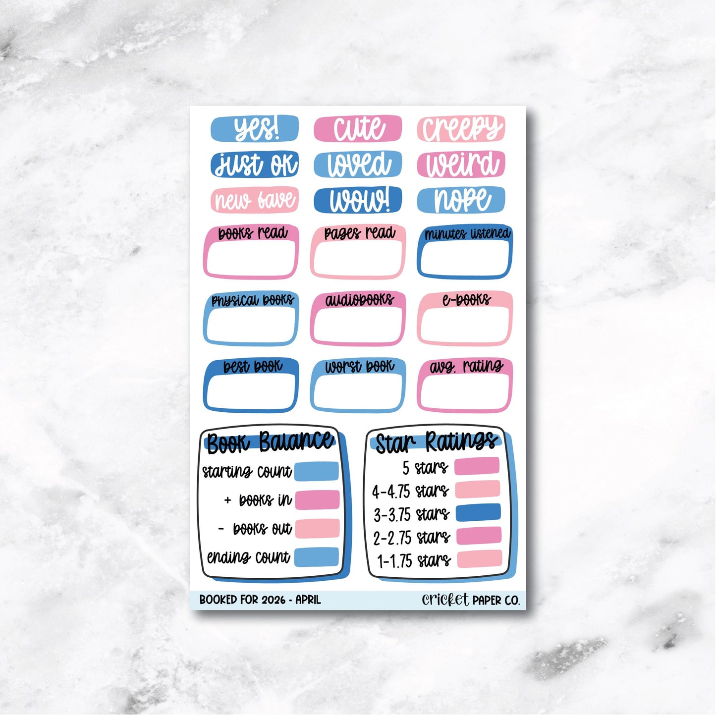 Book and Reading Journal Stickers - April