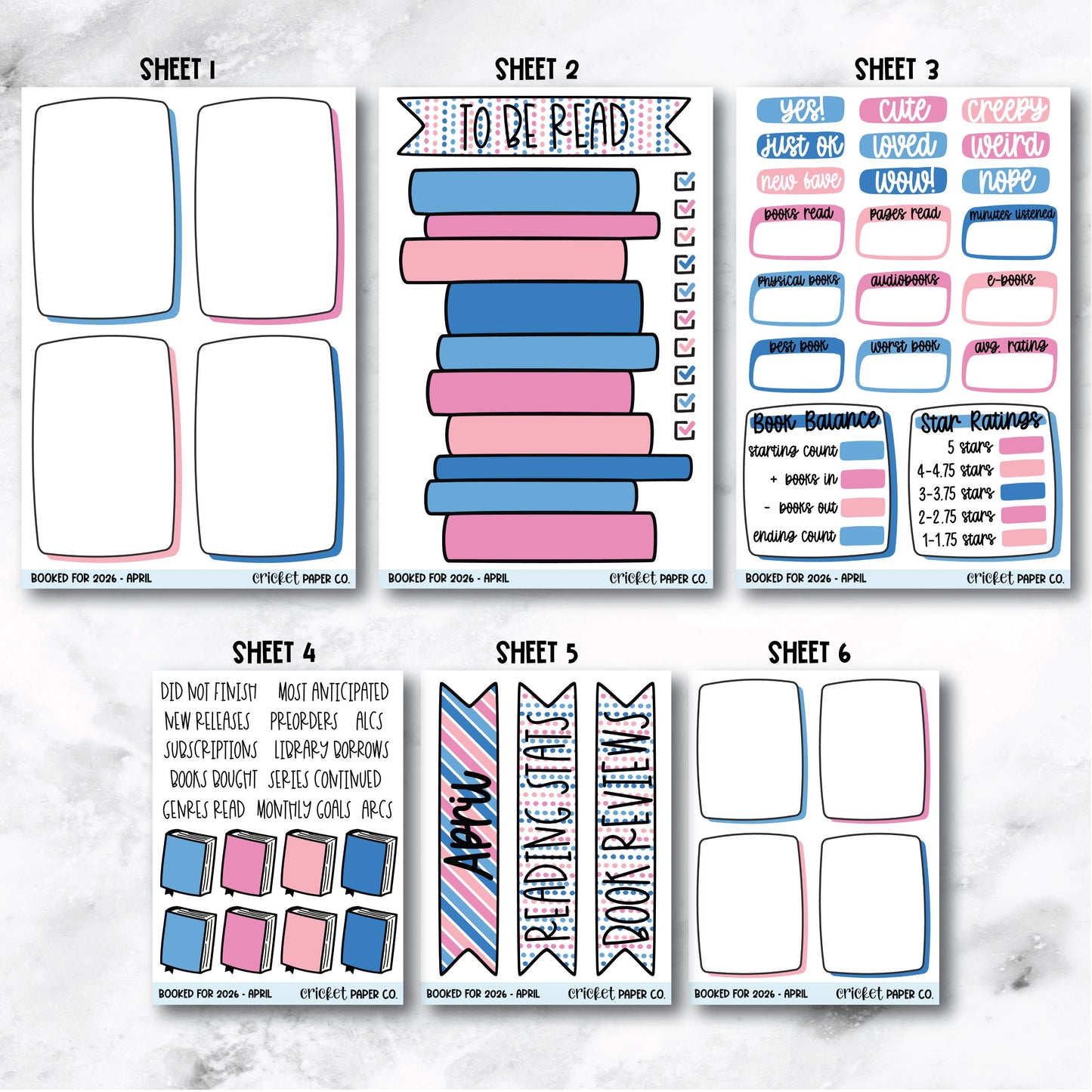 Book and Reading Journal Stickers - April