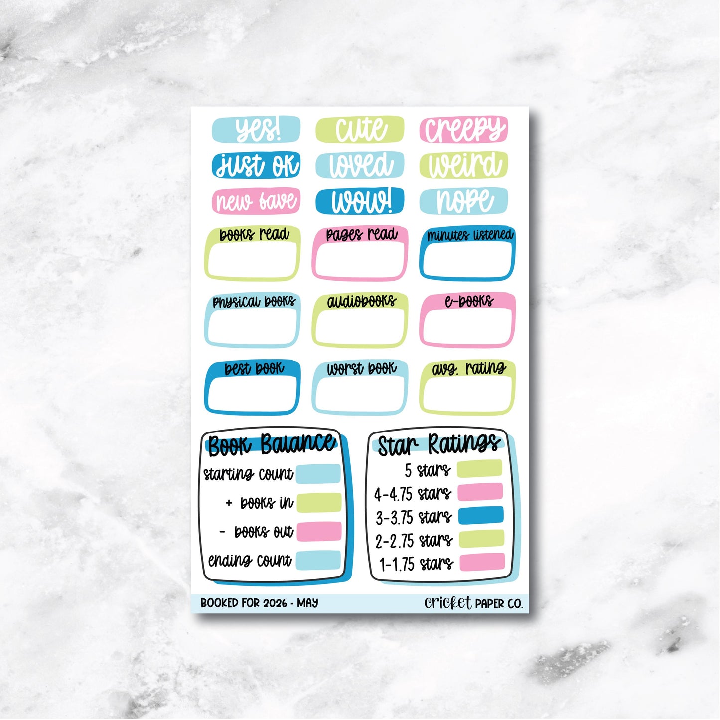 Book and Reading Journal Stickers - May
