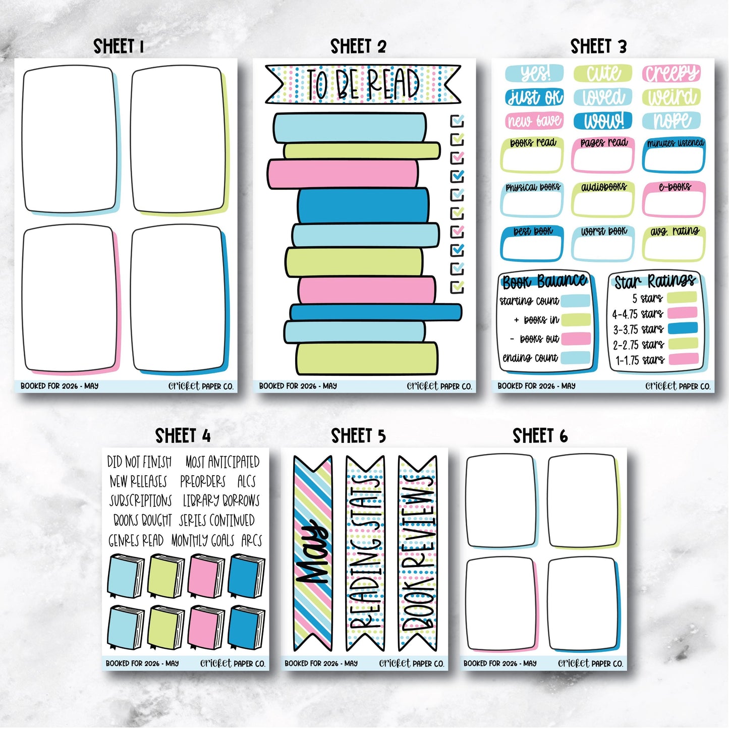 Book and Reading Journal Stickers - May