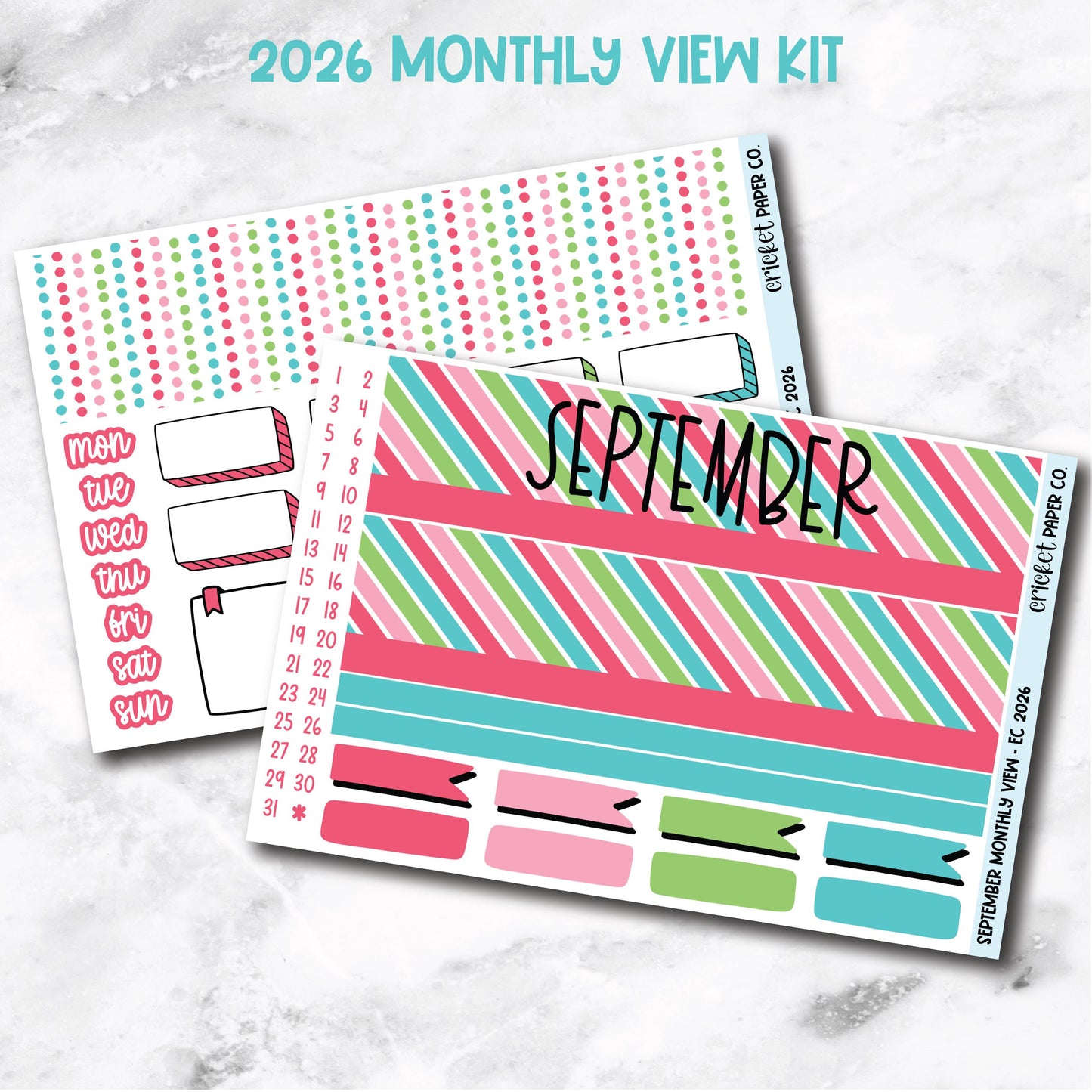 September Monthly View Planner Sticker Kit - 2026
