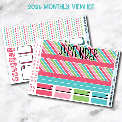 September Monthly View Planner Sticker Kit - 2026