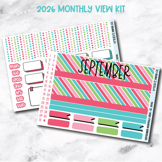 September Monthly View Planner Sticker Kit - 2026